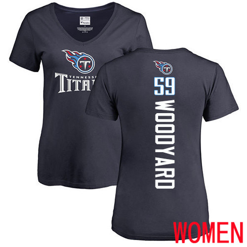 Tennessee Titans Navy Blue Women Wesley Woodyard Backer NFL Football #59 T Shirt